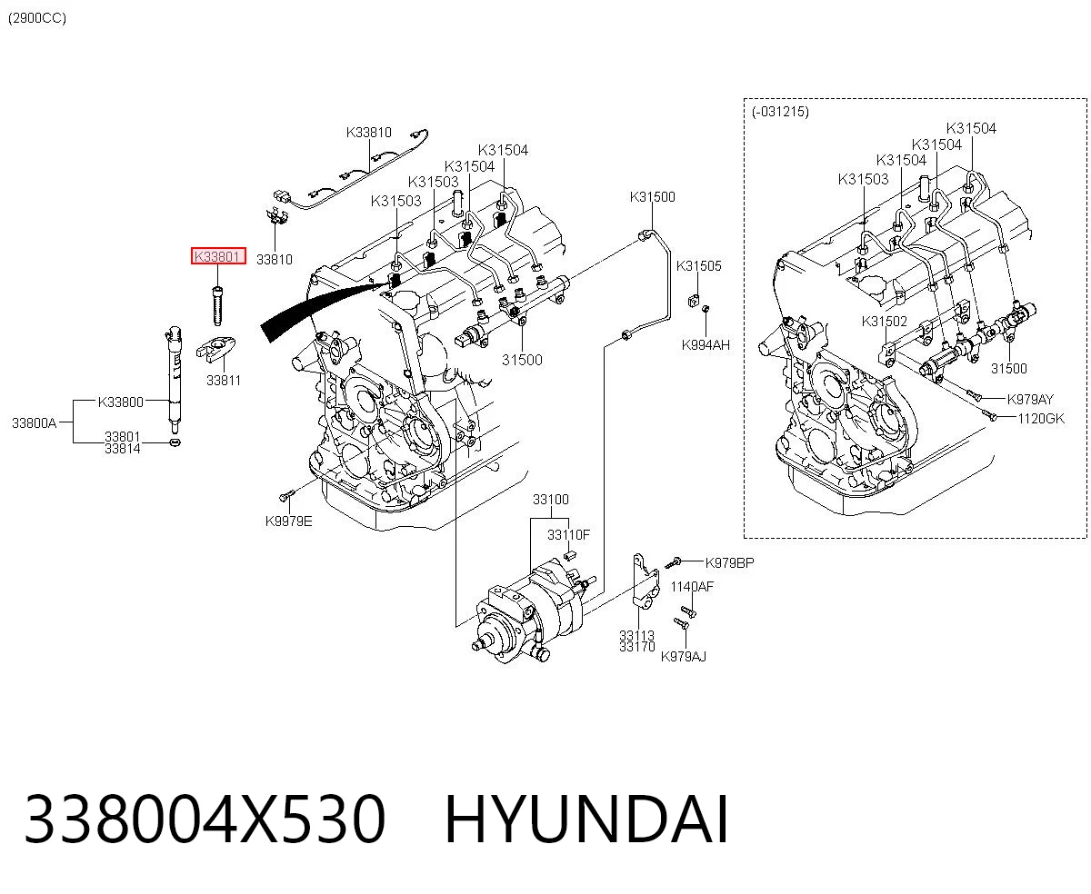 338004X530 Hyundai/Kia Болт крепления форсунки