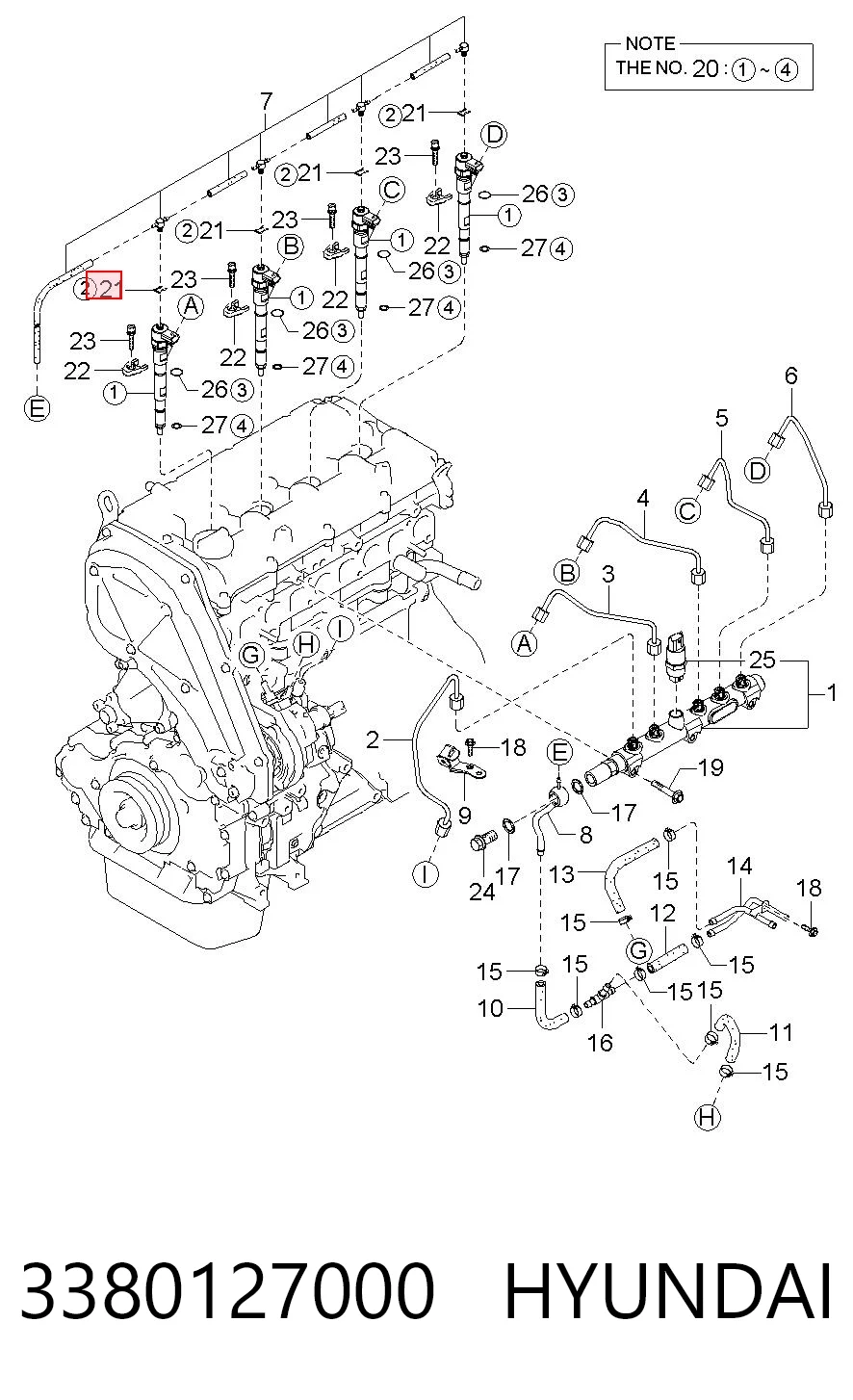 3380127000 Hyundai/Kia Скоба фиксации трубок обратки форсунок