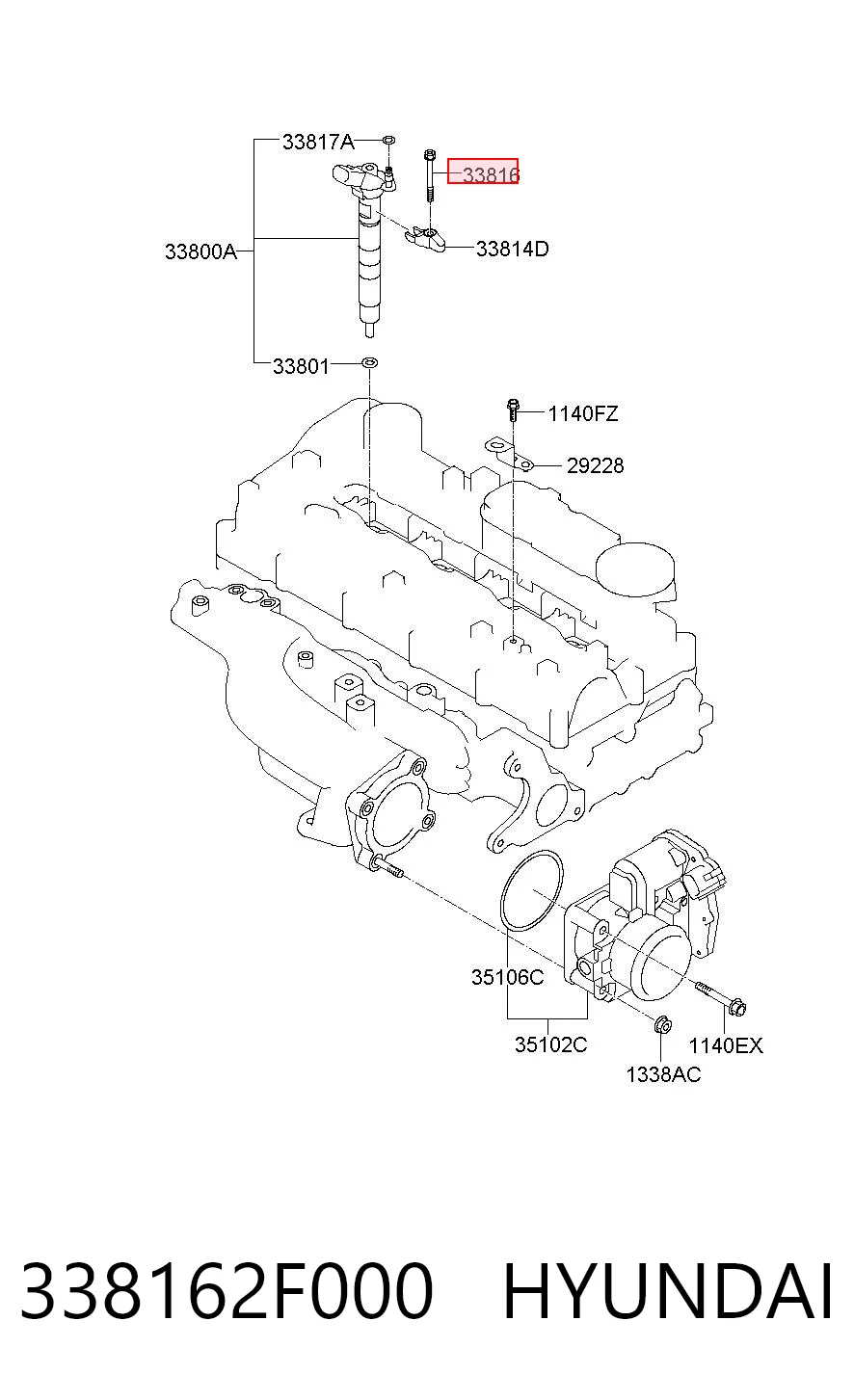 338162F000 Hyundai/Kia Болт крепления форсунки