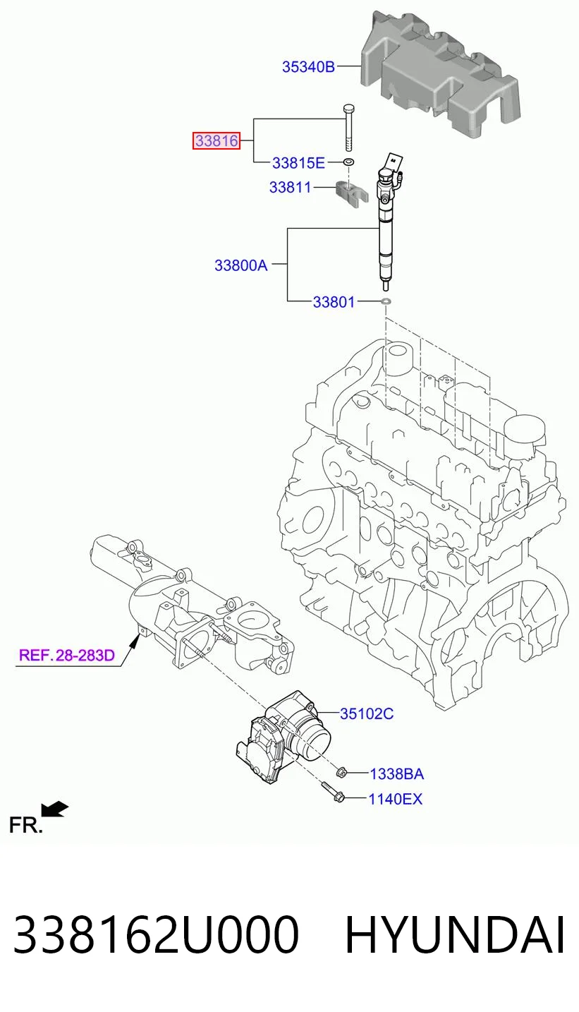 338162U000 Hyundai/Kia Болт крепления форсунки
