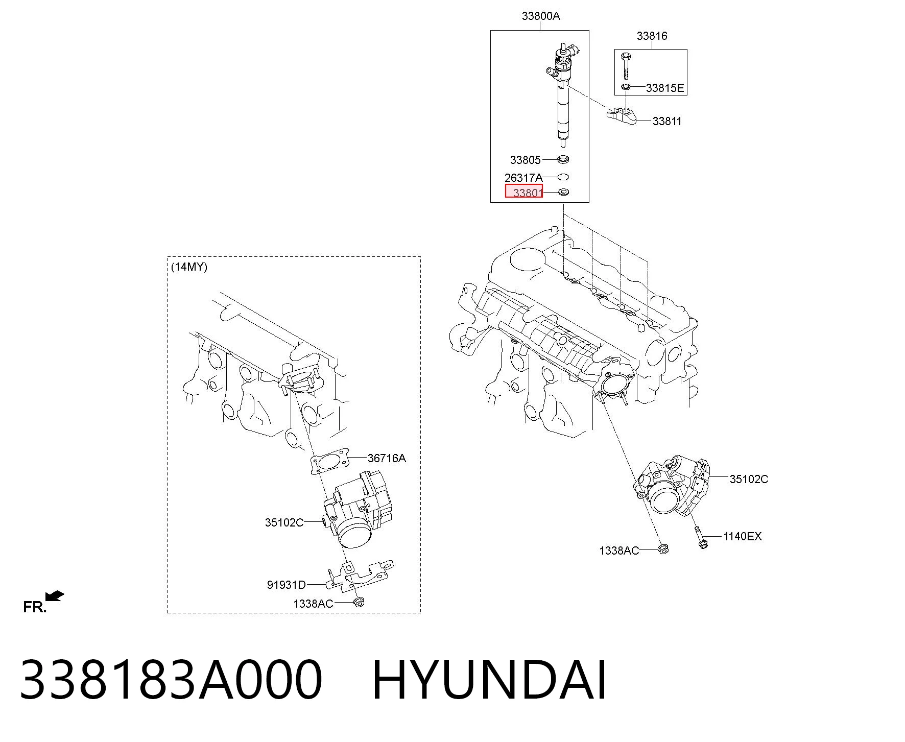 338183A000 Hyundai/Kia Кольцо форсунки инжектора посадочное