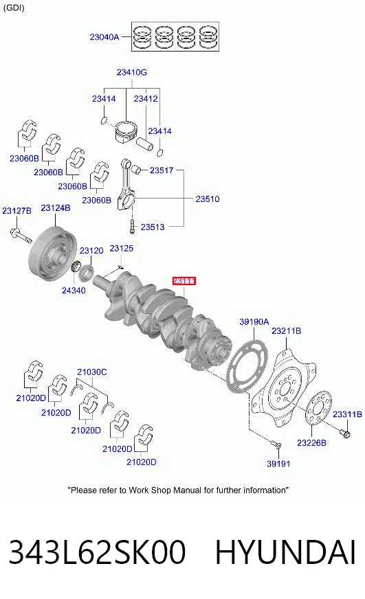Коленвал двигателя Hyundai Sonata 8 DN8