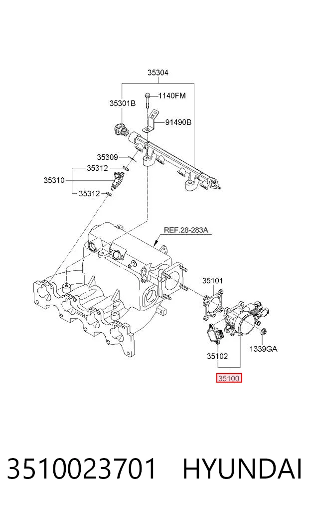 3510023701 Hyundai/Kia Дроссельная заслонка