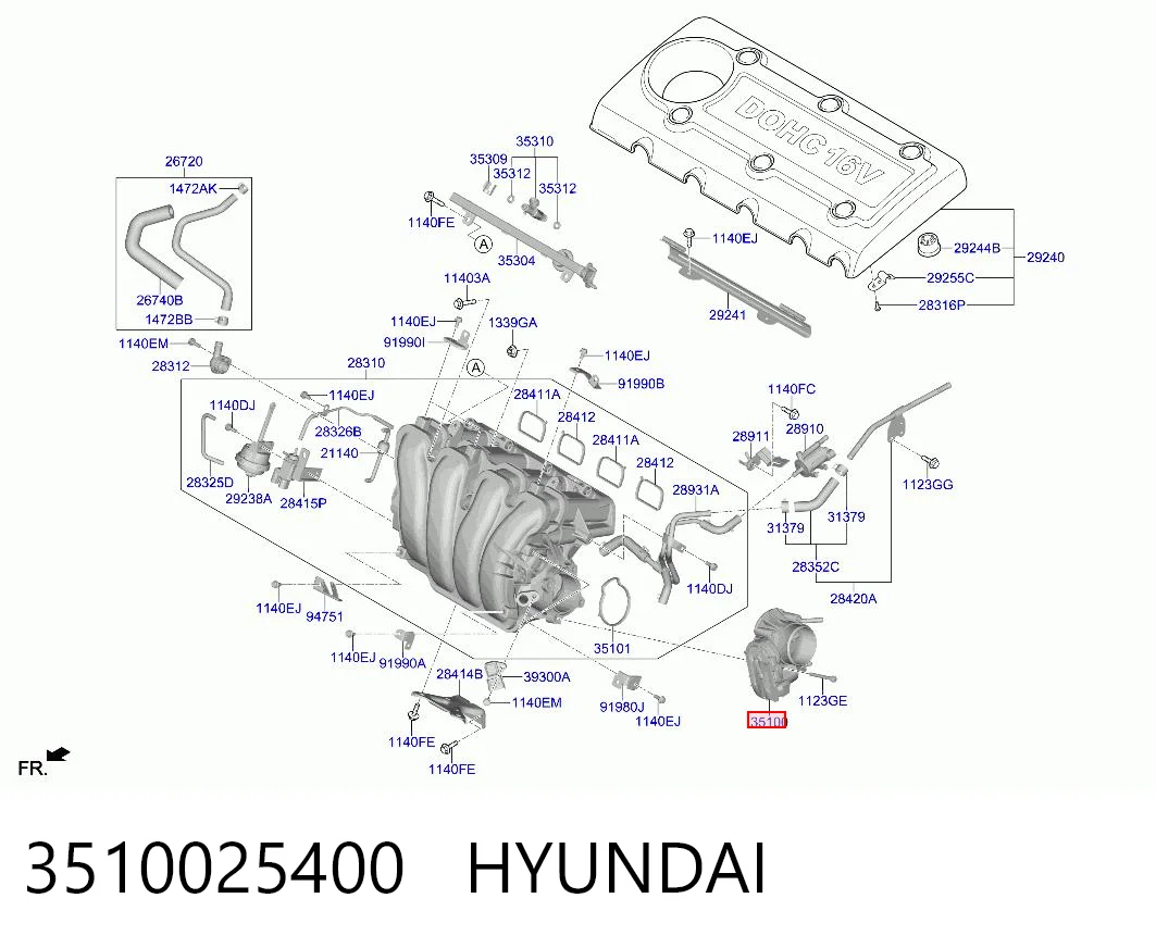 3510025400 Hyundai/Kia Дроссельная заслонка
