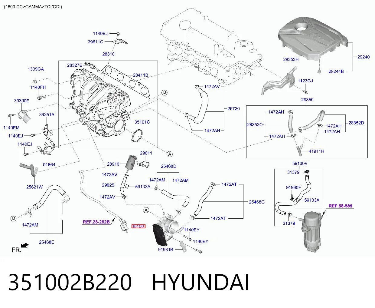 351002B220 Hyundai/Kia Дроссельная заслонка
