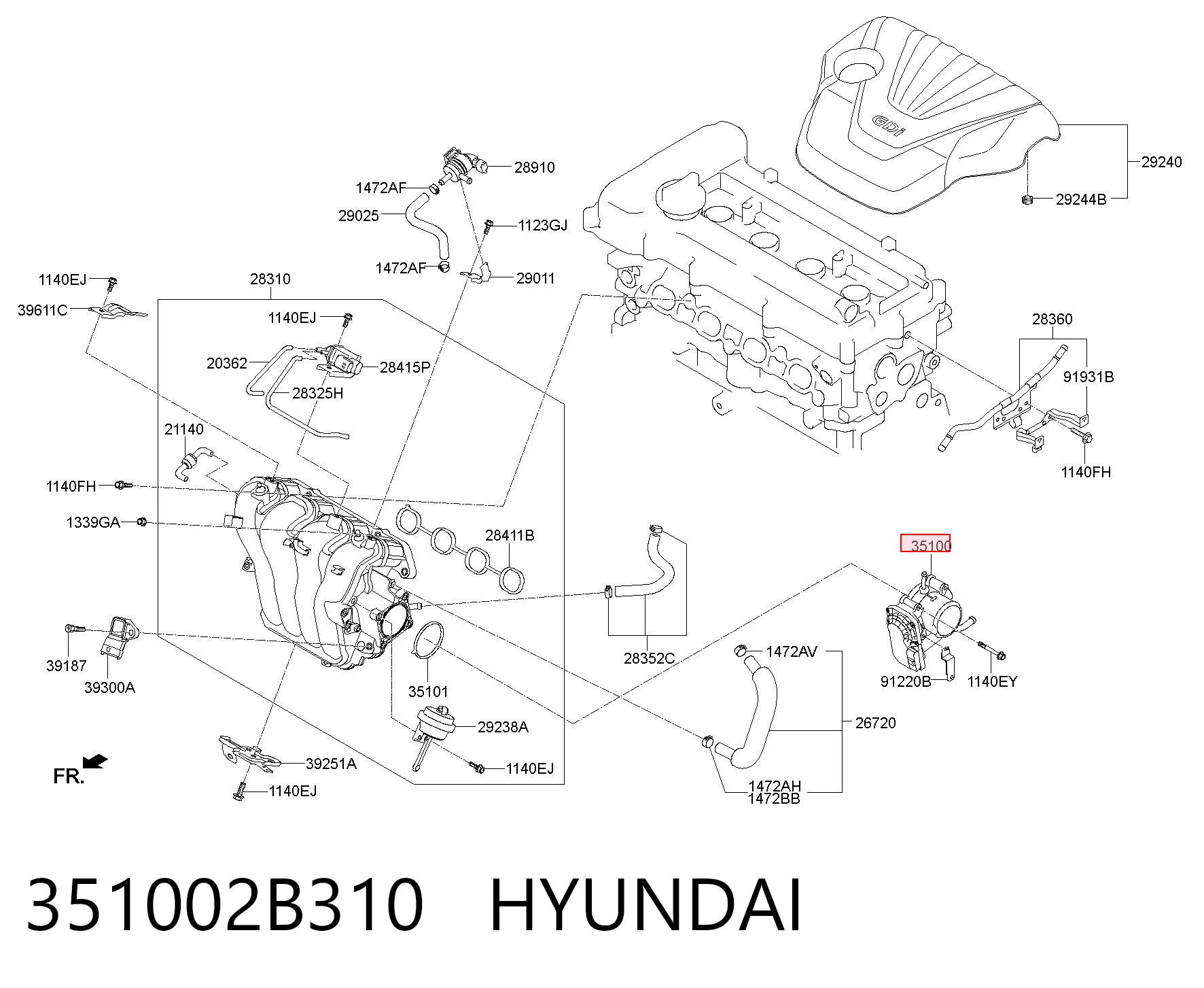 351002B310 Hyundai/Kia Дроссельная заслонка