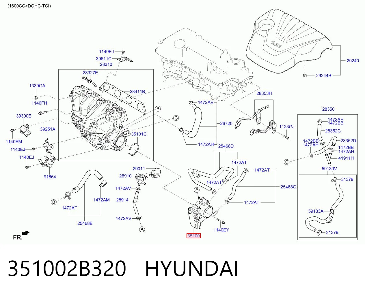 351002B320 Hyundai/Kia Дроссельная заслонка