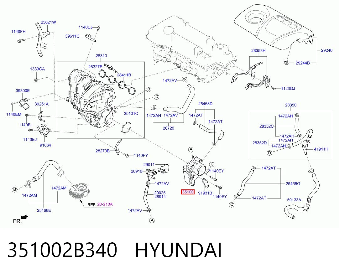 351002B340 Hyundai/Kia Дроссельная заслонка