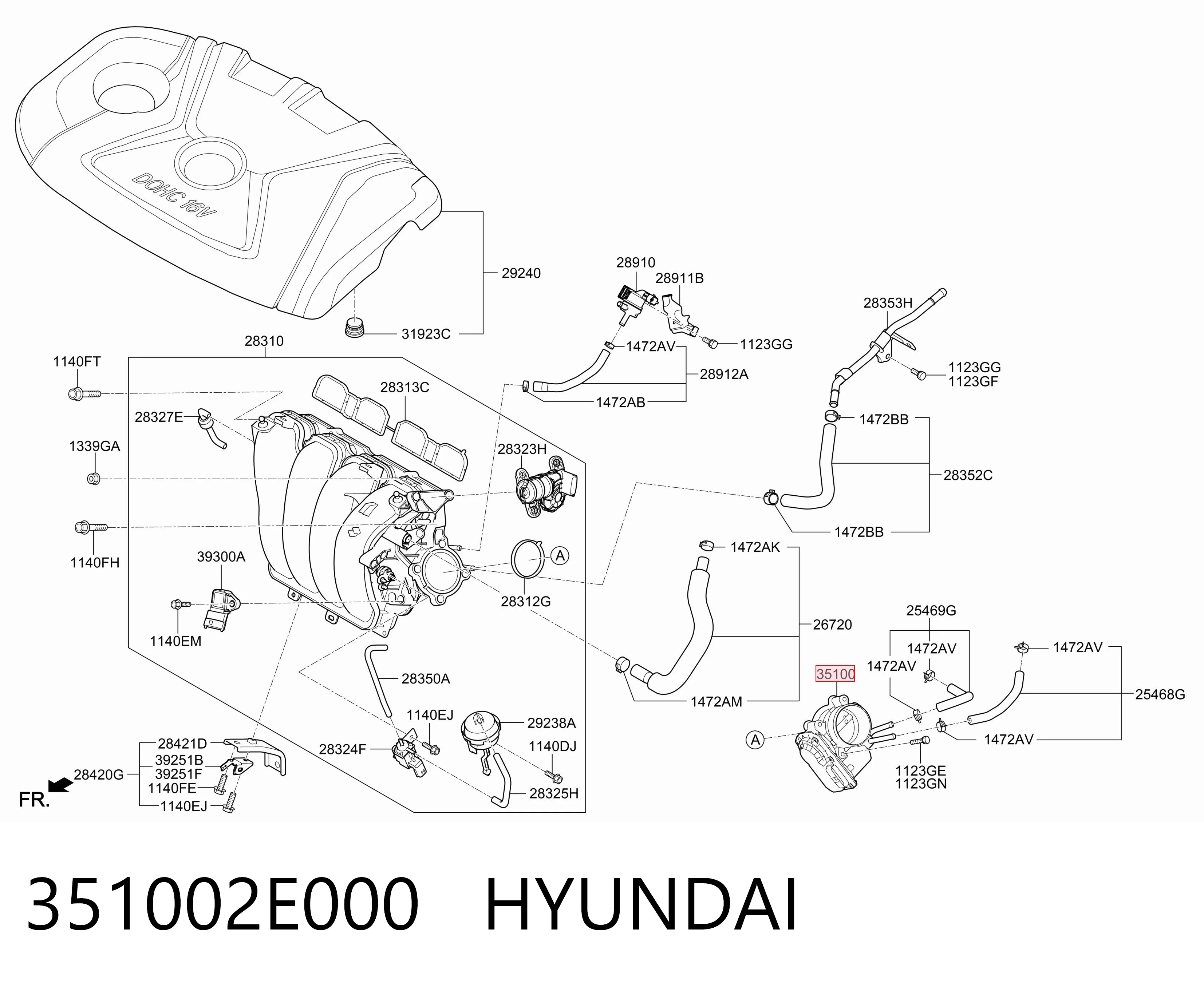 351002E000 Hyundai/Kia Дроссельная заслонка