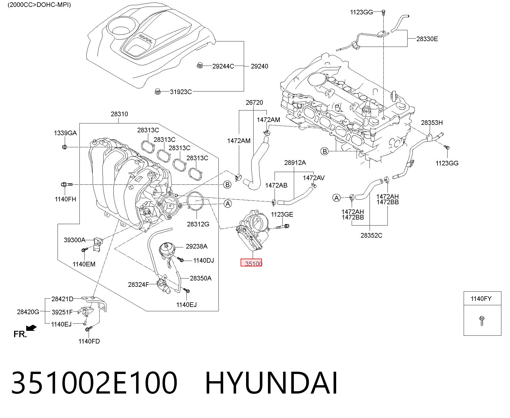 351002E100 Hyundai/Kia Дроссельная заслонка