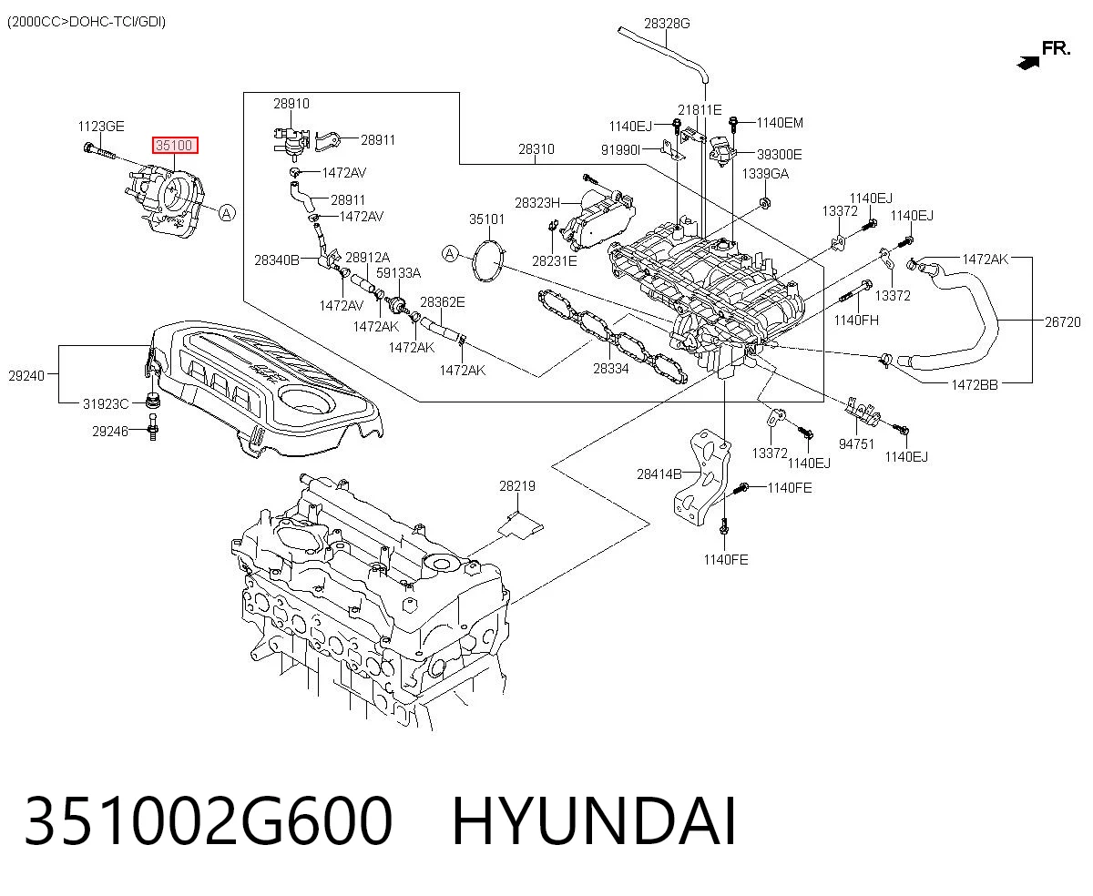 Дроссельная заслонка на Hyundai Santa Fe IV TM, TMA