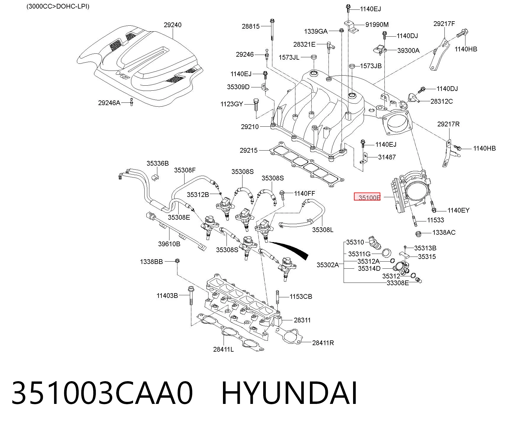 351003CAA0 Hyundai/Kia Дроссельная заслонка