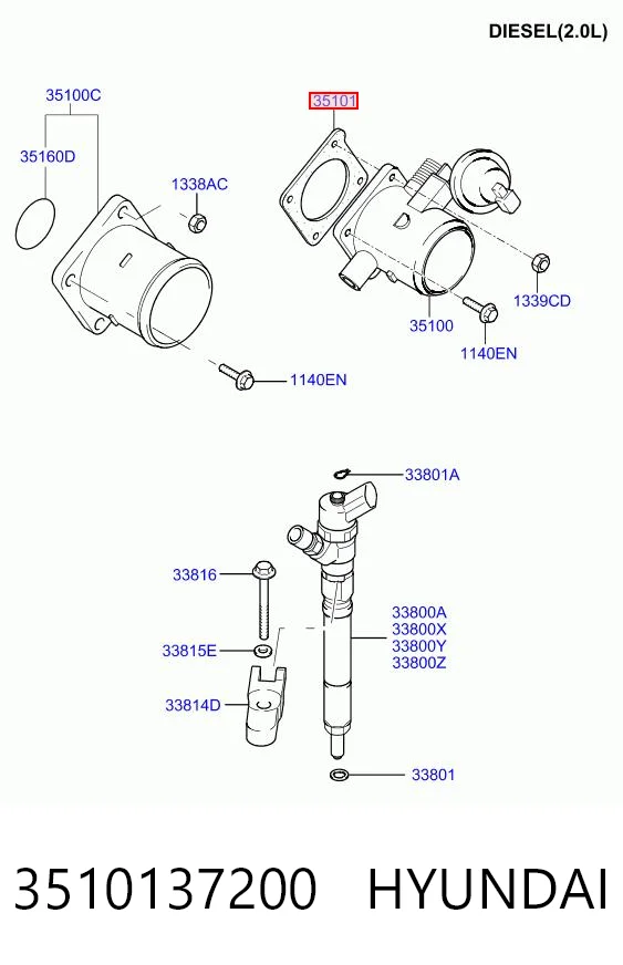 3510137200 Hyundai/Kia Прокладка дроссельной заслонки