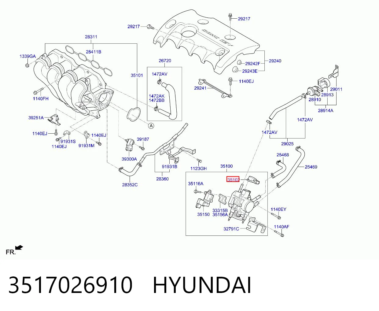 3517026910 Hyundai/Kia Датчик положения дроссельной заслонки
