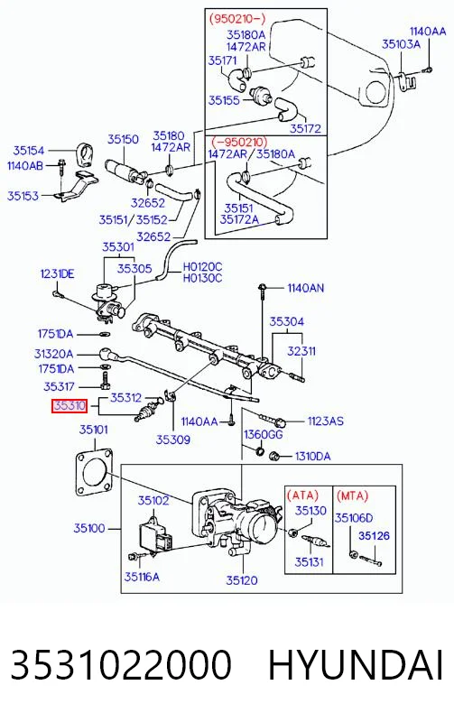3531022000 Hyundai/Kia Топливные форсунки