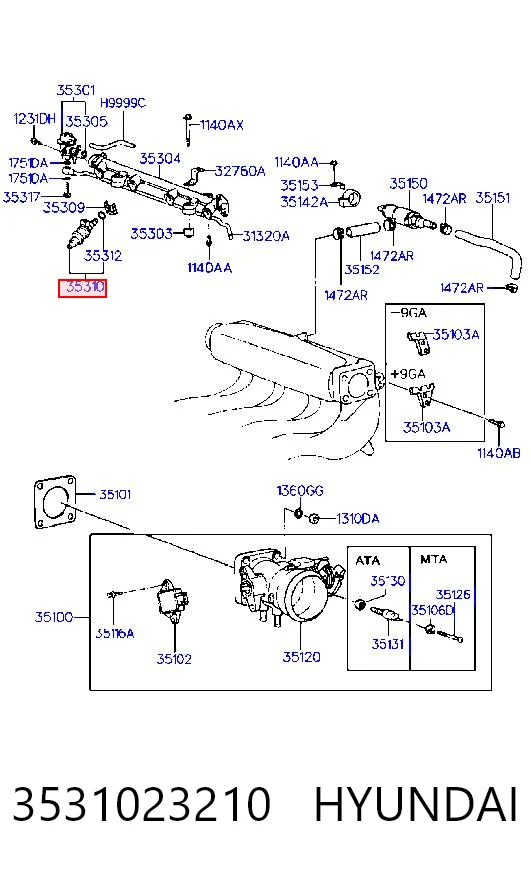 3531023210 Hyundai/Kia Топливные форсунки