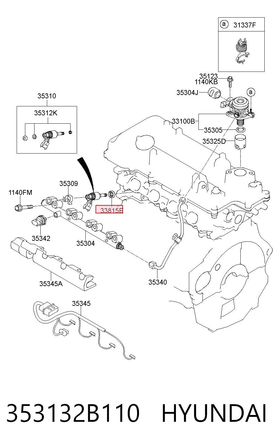 353132B110 Hyundai/Kia Кольцо форсунки инжектора посадочное