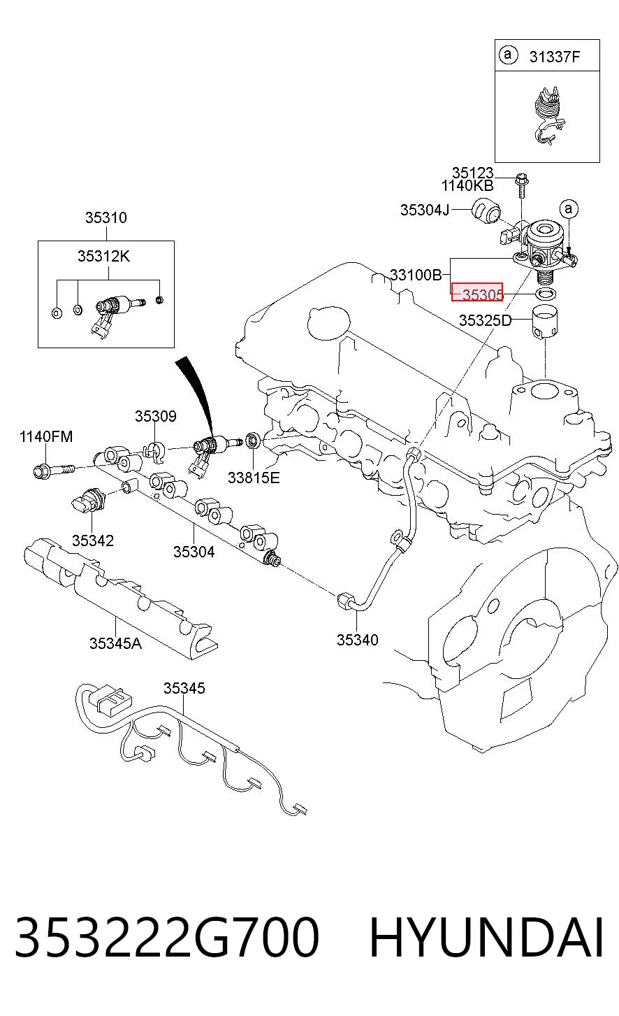 353222G700 Hyundai/Kia Кольцо форсунки инжектора посадочное