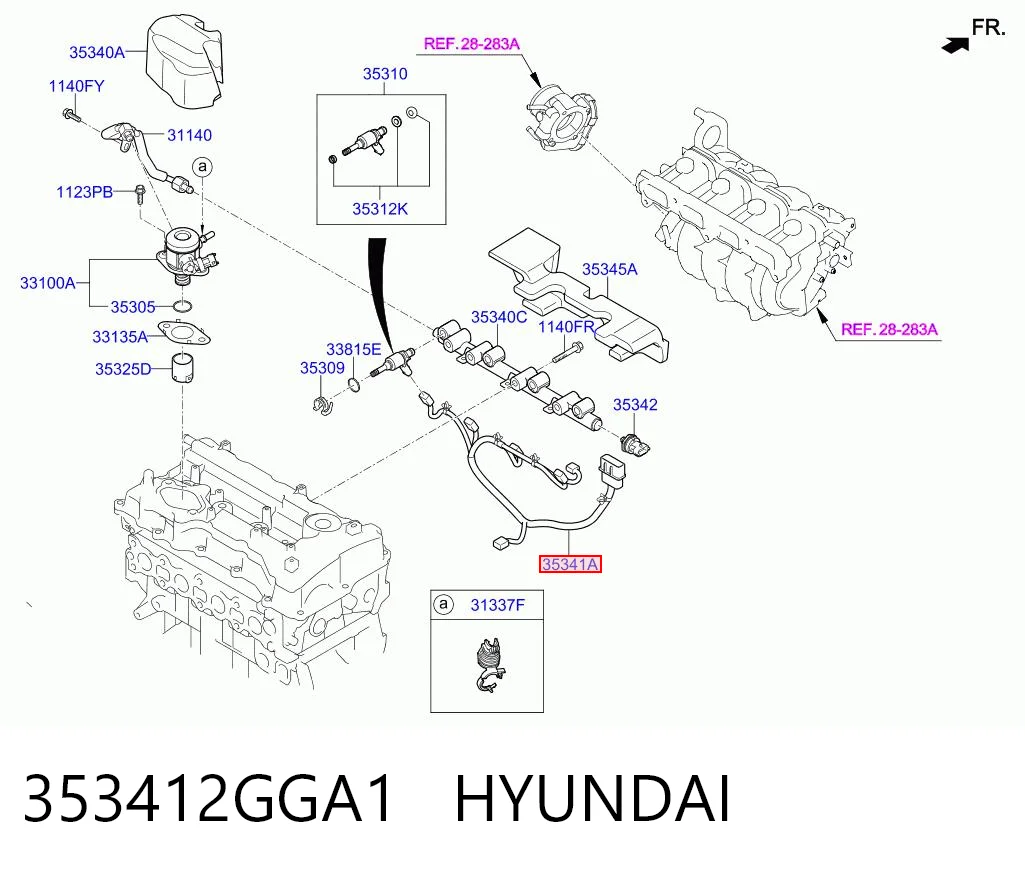 353412GGA1 Hyundai/Kia Разъем (фишка) топливной форсунки