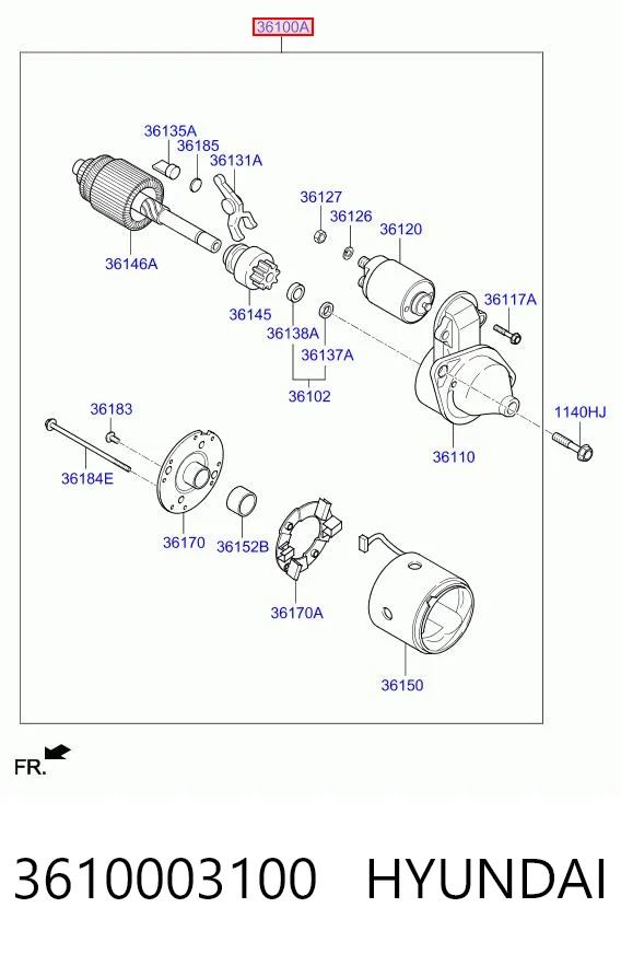 3610003100 Hyundai/Kia Стартер автомобиля