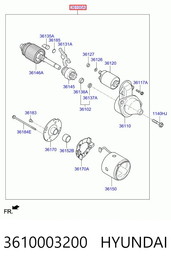 3610003200 Hyundai/Kia Стартер автомобиля
