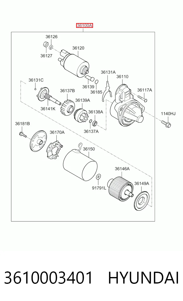 3610003401 Hyundai/Kia Стартер автомобиля