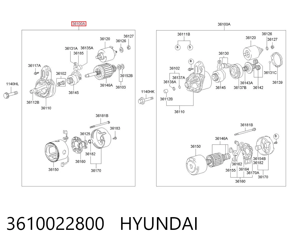 3610022800 Hyundai/Kia Стартер автомобиля