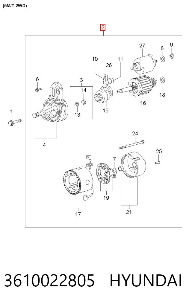 3610022805 Hyundai/Kia Стартер автомобиля
