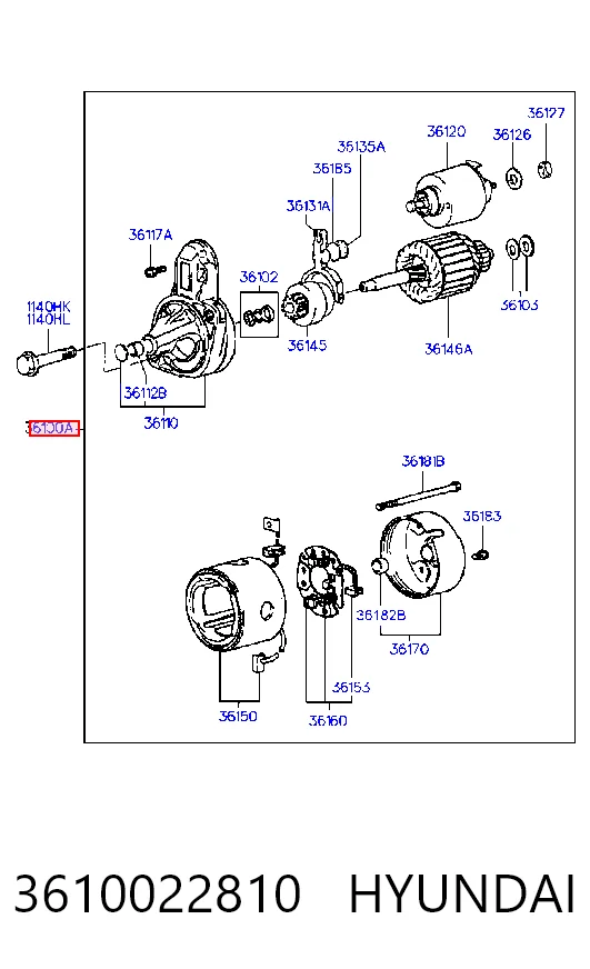 3610022810 Hyundai/Kia Стартер автомобиля