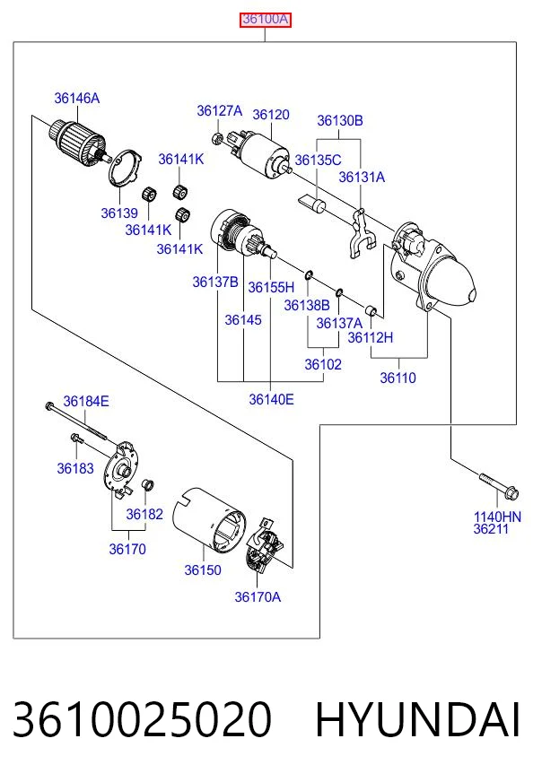 3610025020 Hyundai/Kia Стартер автомобиля