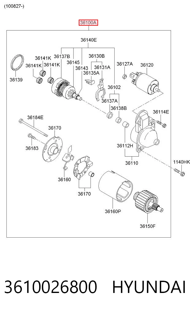 3610026800 Hyundai/Kia Стартер автомобиля