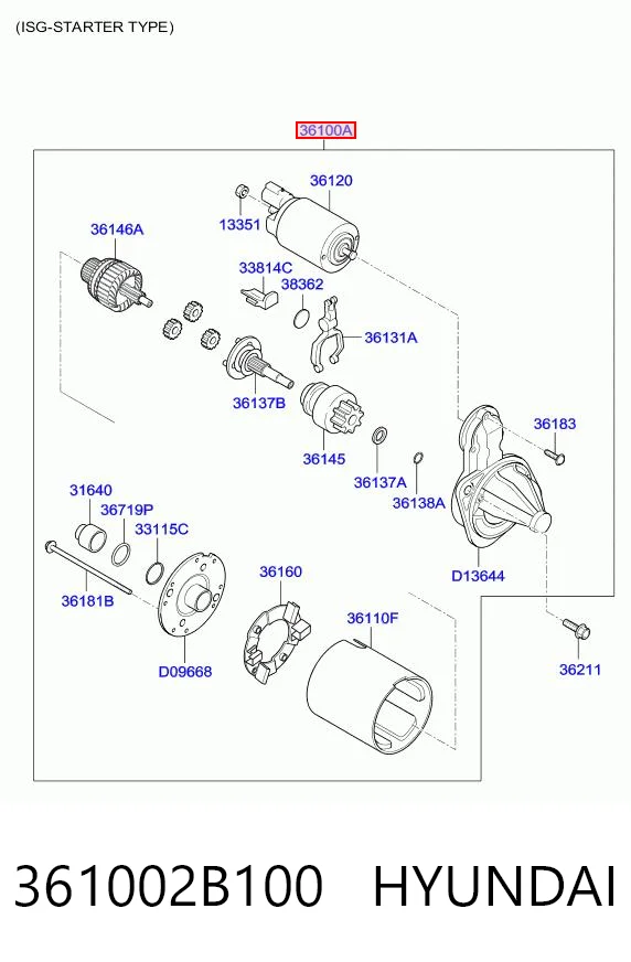 361002B100 Hyundai/Kia Стартер автомобиля
