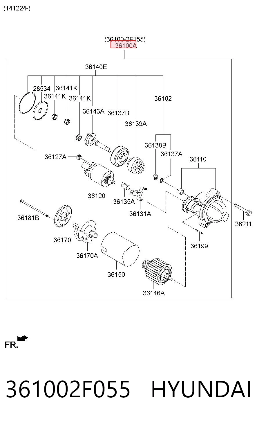 361002F055 Hyundai/Kia Стартер автомобиля