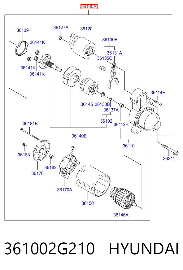 361002G210 Hyundai/Kia Стартер автомобиля
