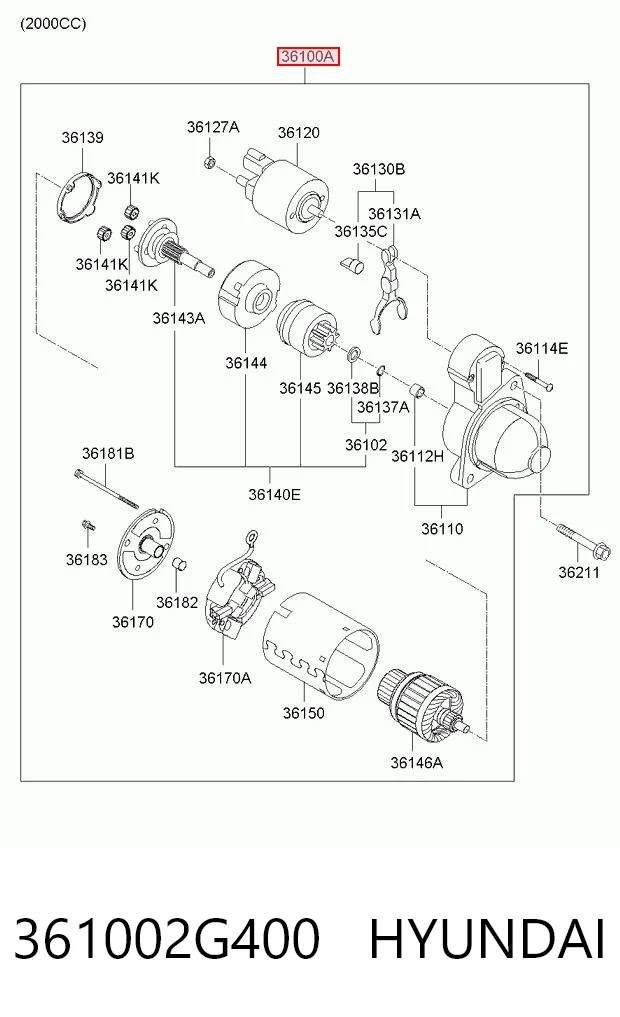 361002G400 Hyundai/Kia Стартер автомобиля