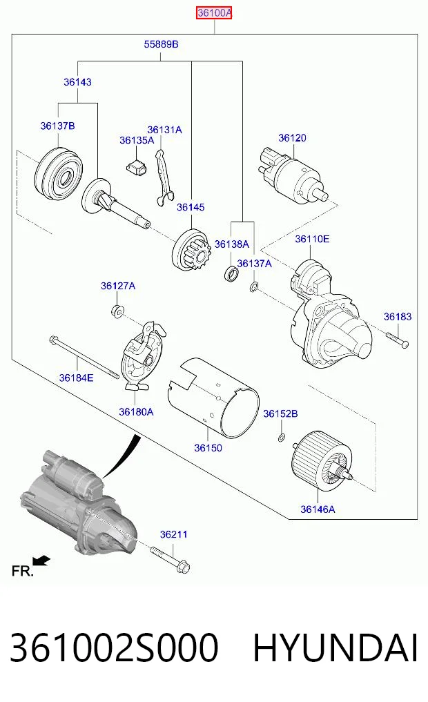 361002S000 Hyundai/Kia Стартер автомобиля
