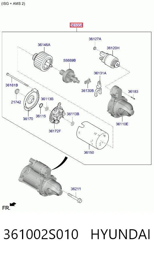 361002S010 Hyundai/Kia Стартер автомобиля