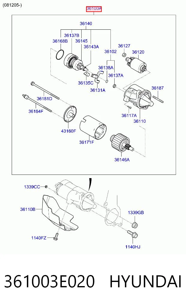 361003E020 Hyundai/Kia Стартер автомобиля