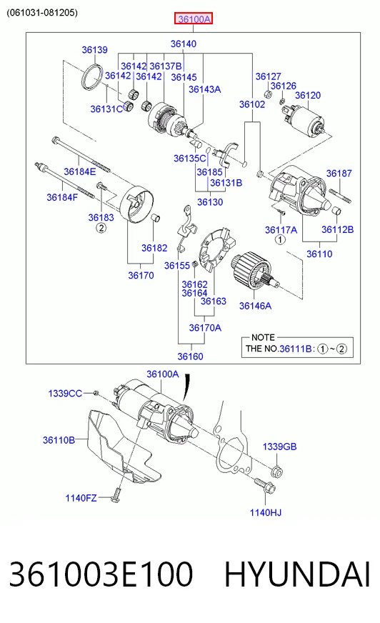 361003E100 Hyundai/Kia Стартер автомобиля