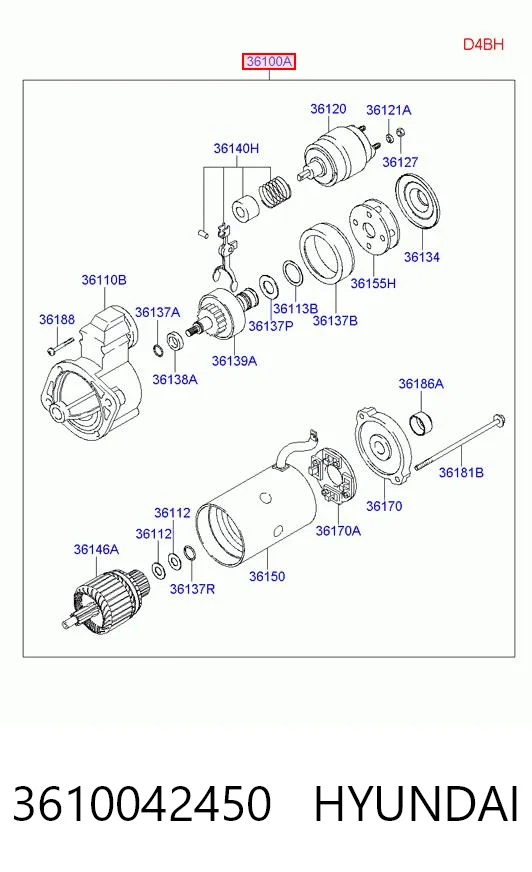 3610042450 Hyundai/Kia Стартер автомобиля