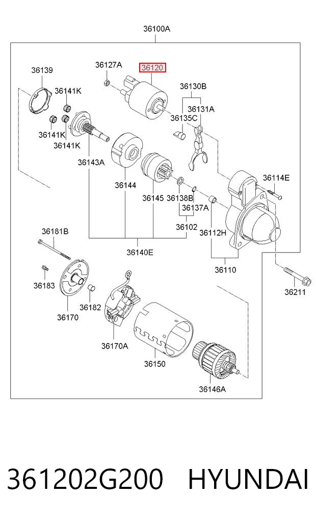 361202G200 Hyundai/Kia Тяговое реле стартера