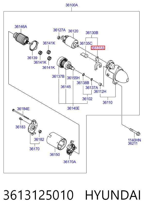 3613125010 Hyundai/Kia Обмотка стартера, статор
