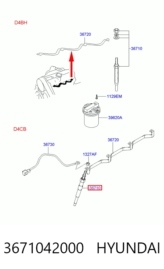 3671042000 Hyundai/Kia Свечи накаливания