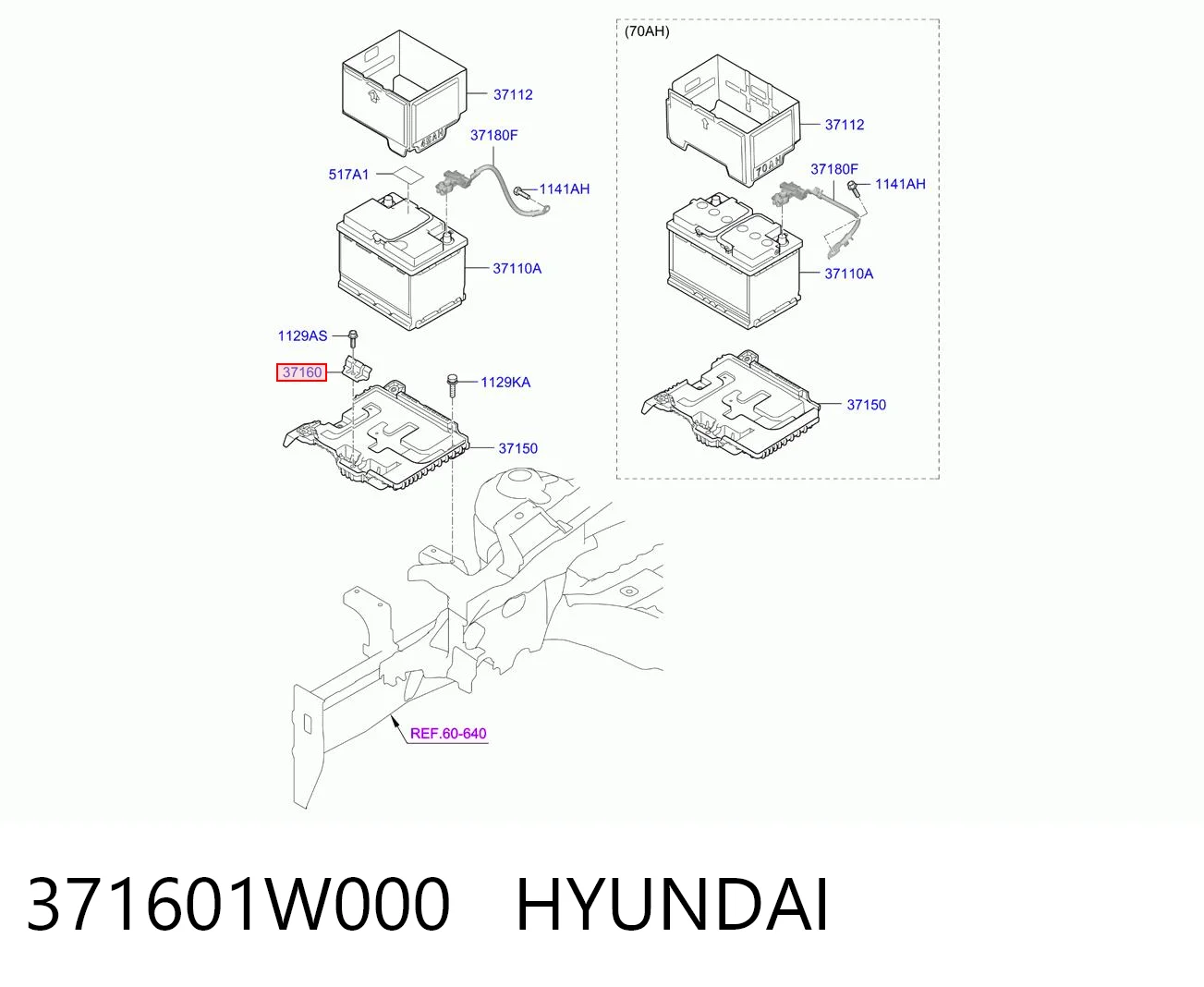 371601W000 Hyundai/Kia Подставка аккумулятора (АКБ)