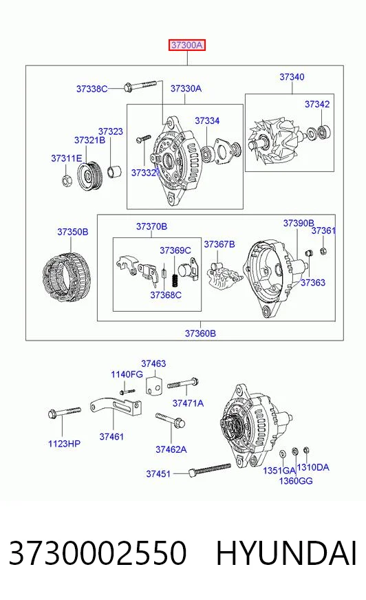 3730002550 Hyundai/Kia Генератор автомобильный