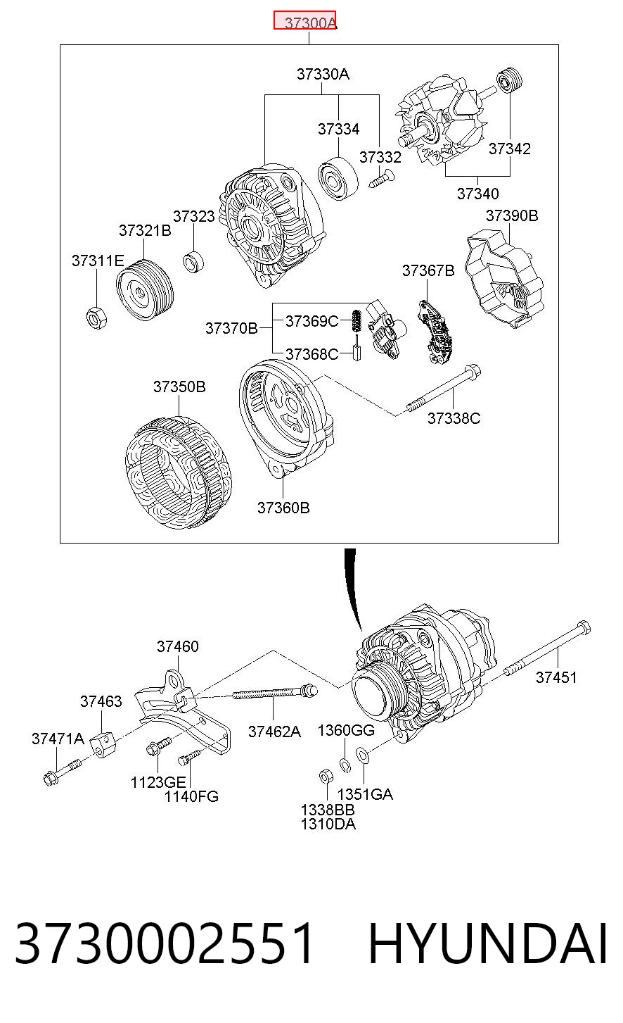 3730002551 Hyundai/Kia Генератор автомобильный