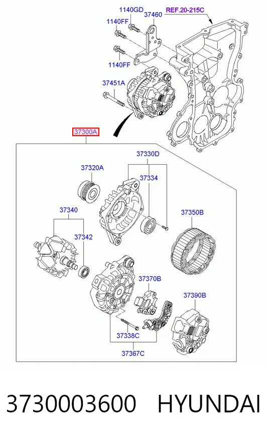3730003600 Hyundai/Kia Генератор автомобильный