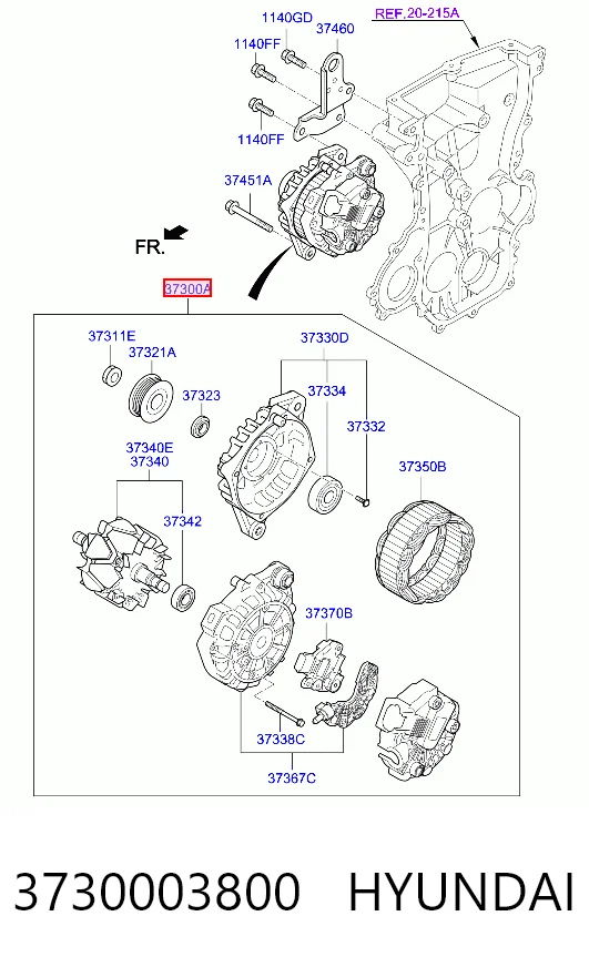 3730003800 Hyundai/Kia Генератор автомобильный