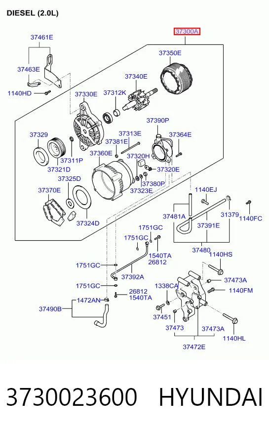 3730023600 Hyundai/Kia Генератор автомобильный