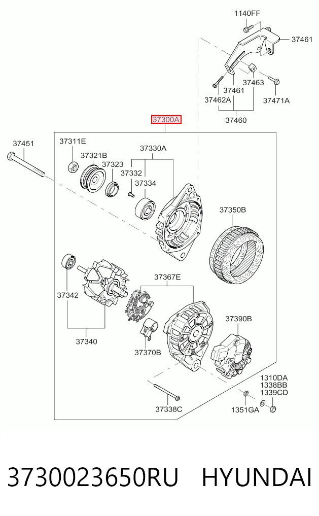 3730023650RU Hyundai/Kia Генератор автомобильный